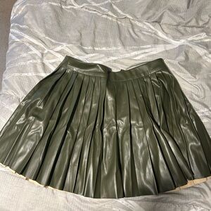 Olive Green Leather Skirt